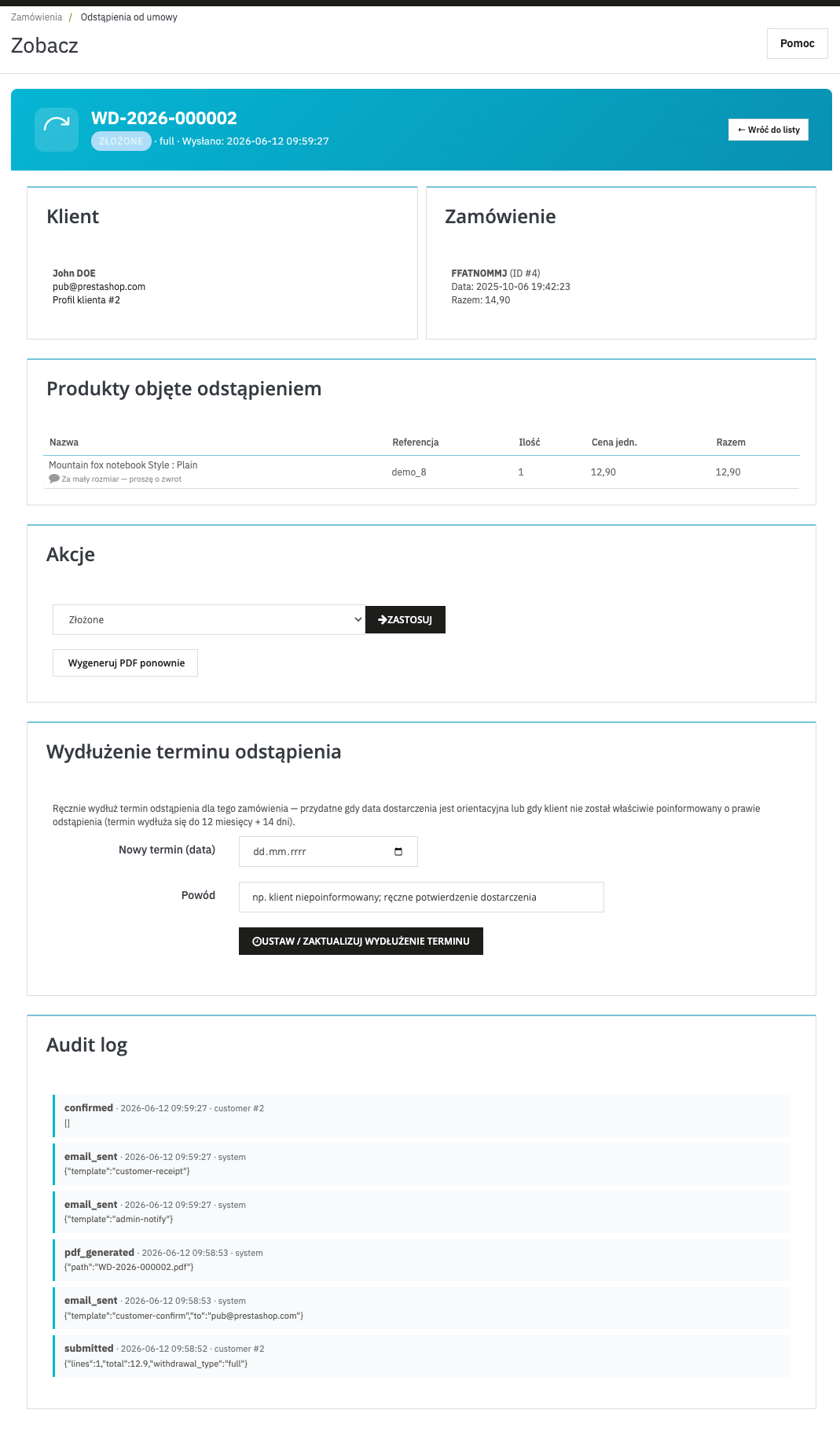 Panel — withdrawal details
