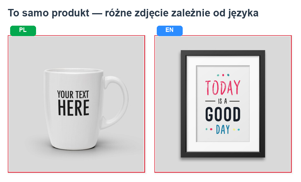 Même produit, image différente selon la langue