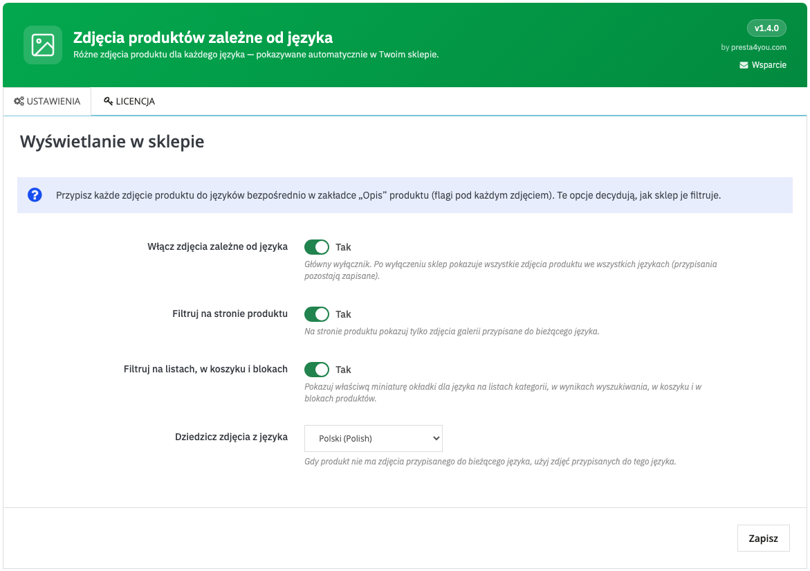 Paramètres du module